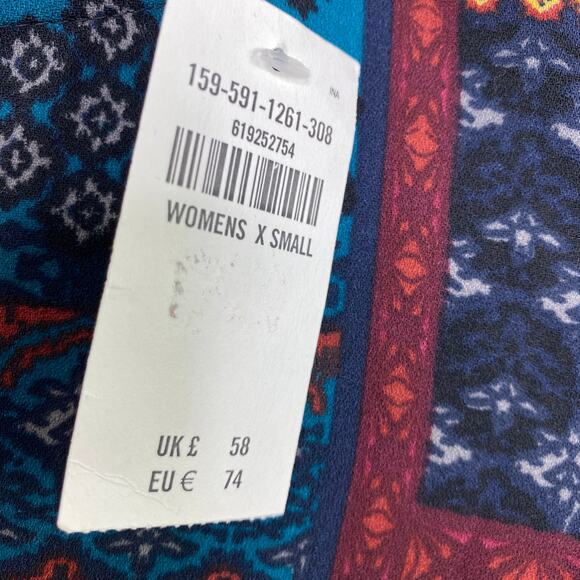 Abercrombi Multi-Color Boho Long Sleeve Dress Women XS Artsy Retro 70s Inspired - Picture 6 of 9